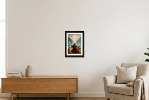 The Waters Heard His Name — A4 (21×30cm, 8×12") Black Frame